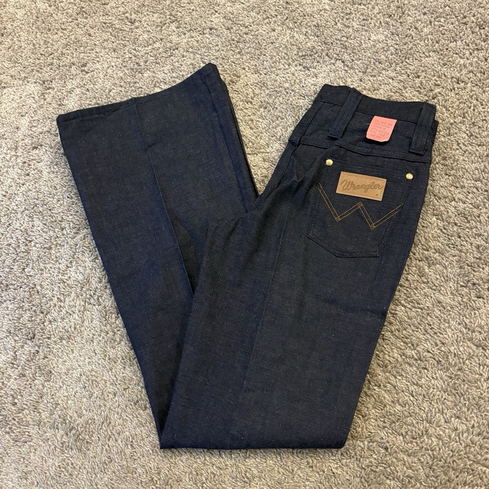 Vintage 70s Wrangler Bell Bottom Patch Pocket Flare Jeans 9/10 28x32 USA NOS